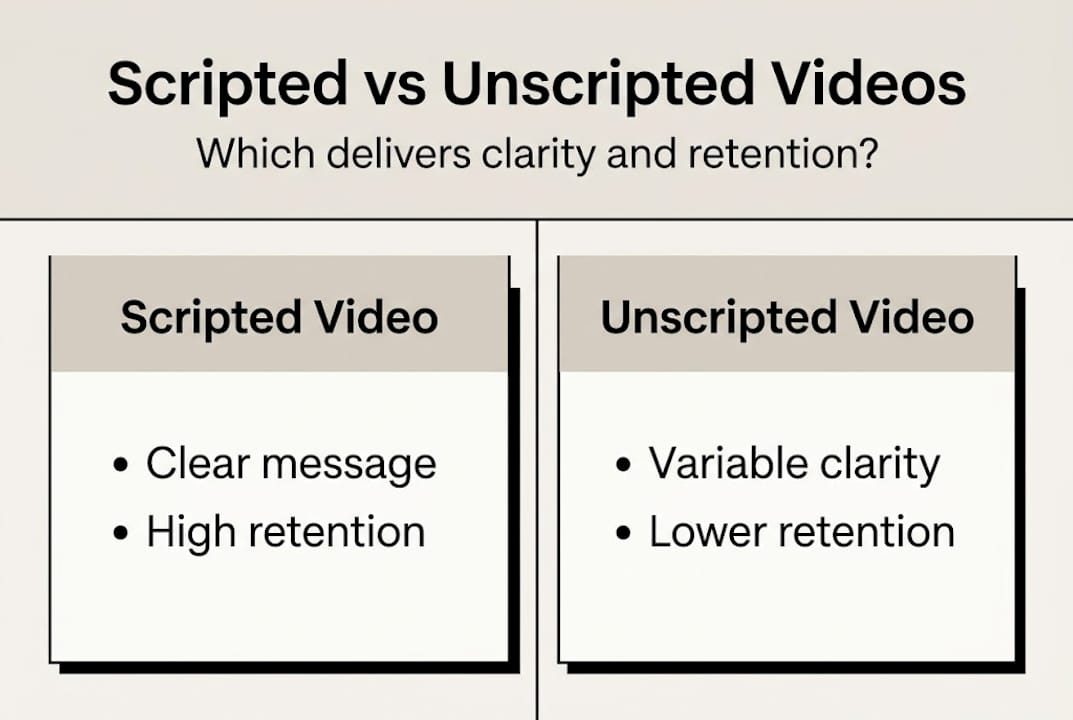 Infographic comparing scripted and unscripted video advantages
