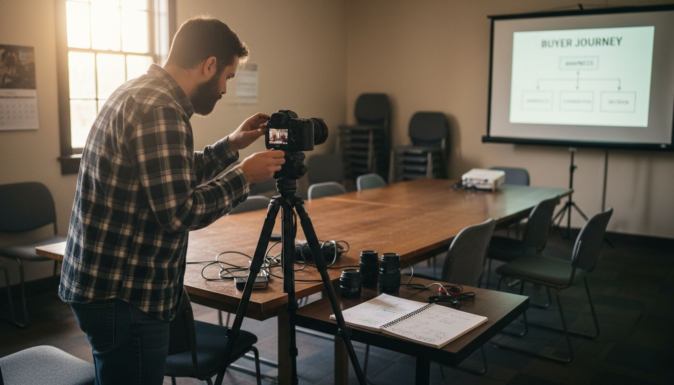 Producer setting up B2B video shoot