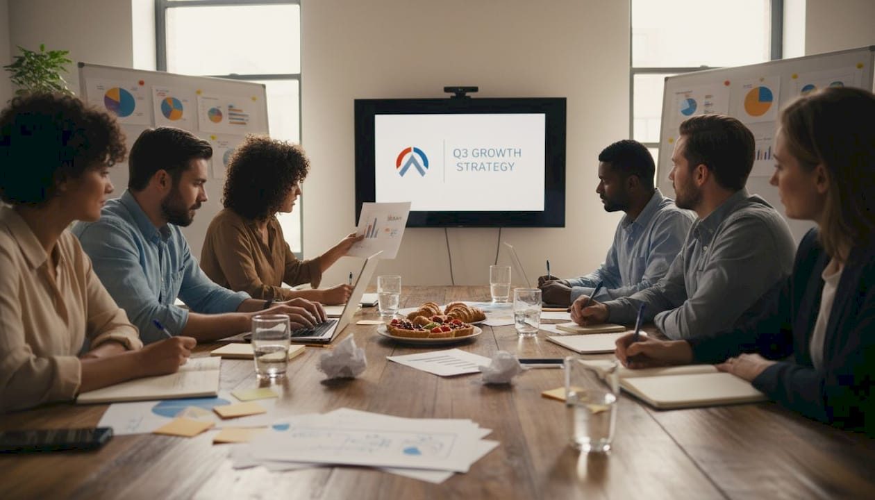 Team discussing video strategy in meeting